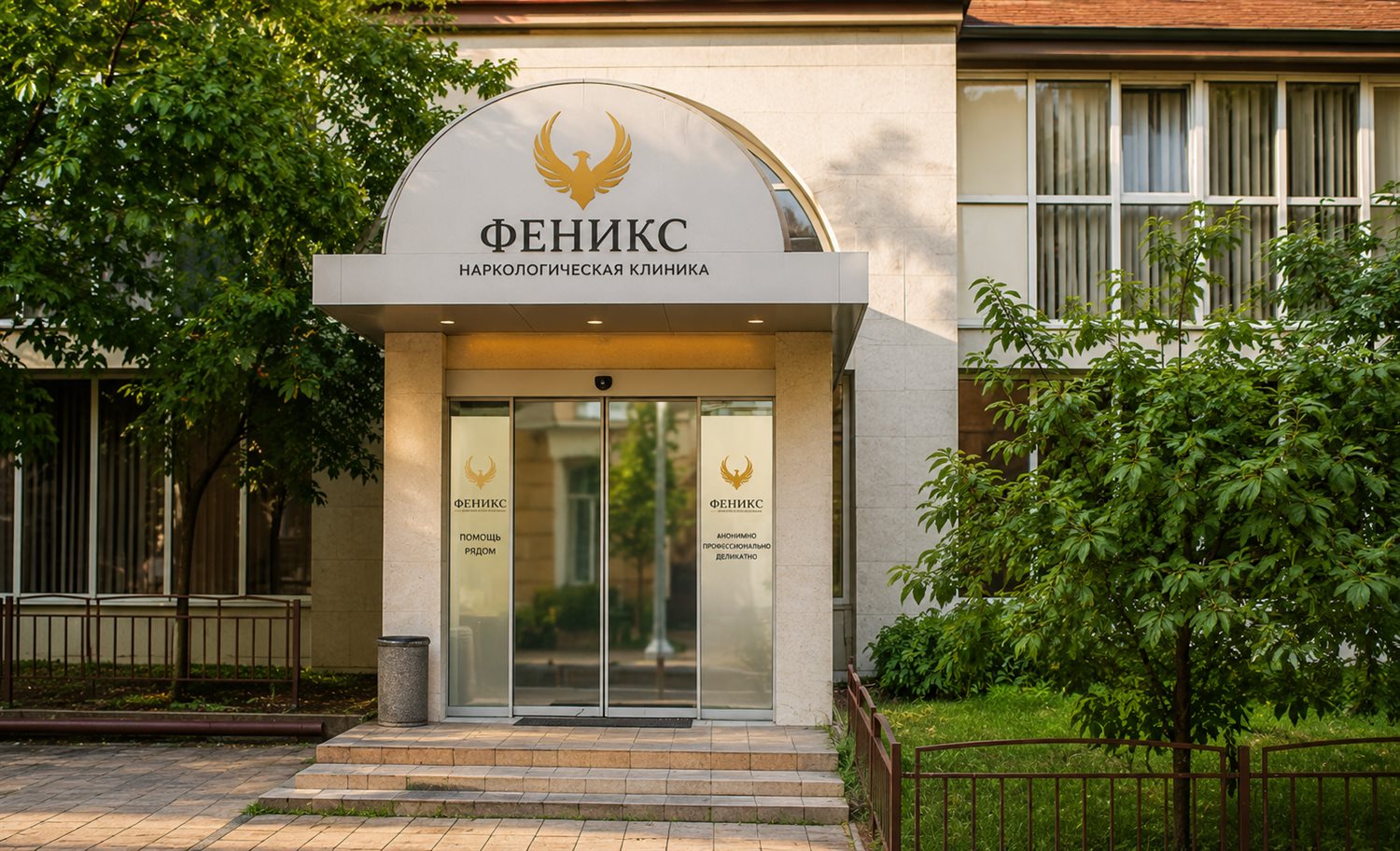 Вход в наркологическую клинику «Феникс» в Холме